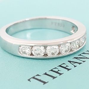 Platinum Round Cut Diamond Half Circle Band 3.9 mm